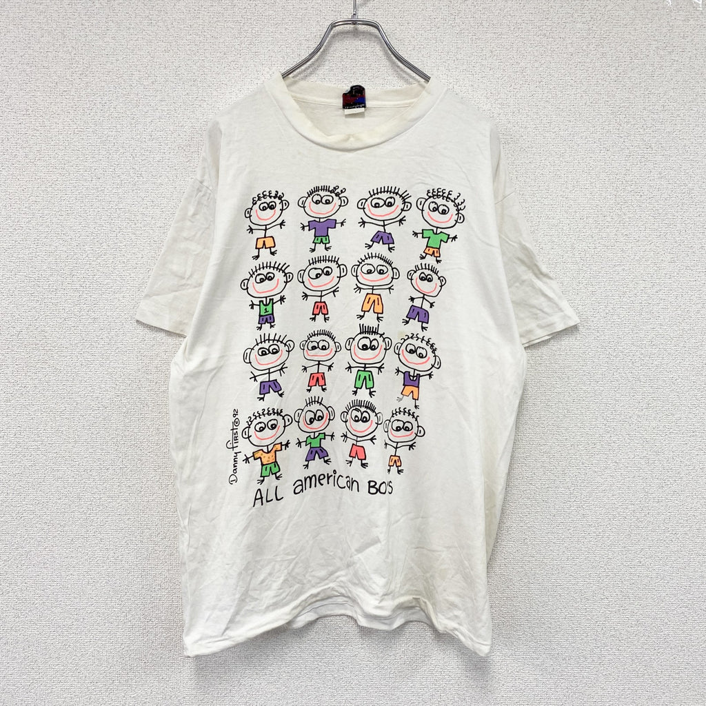 Danny First　ダニーファースト　半袖プリントTシャツ　ヴィンテージ　シングルステッチ　白　ホワイト　Lサイズ　古着