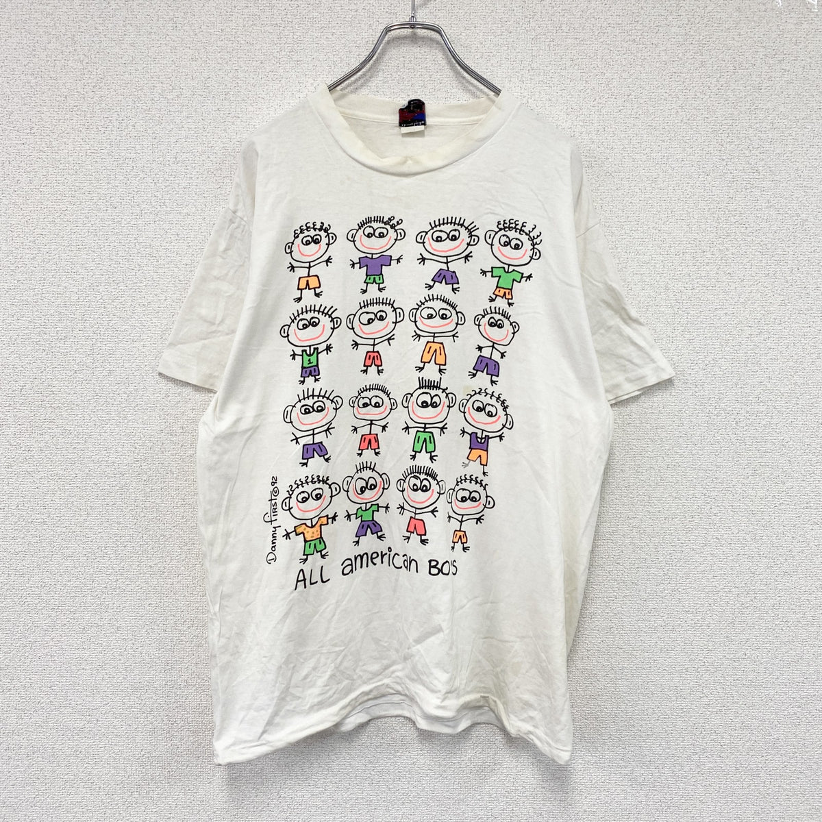 Danny First　ダニーファースト　半袖プリントTシャツ　ヴィンテージ　シングルステッチ　白　ホワイト　Lサイズ　古着