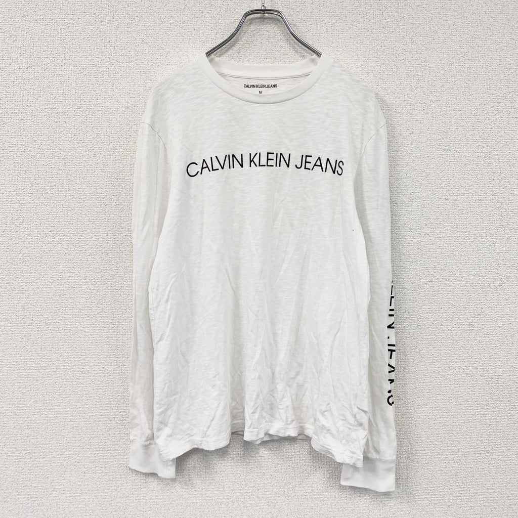 Calvin Klein Jeans　カルバンクラインジーンズ　長袖Tシャツ/ロンT　白　ホワイト　Mサイズ　古着