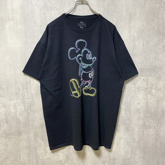古着 used　Disney　ディズニー　半袖プリントTシャツ　黒　ブラック　Mickey　ミッキーマウス　オーバーサイズ