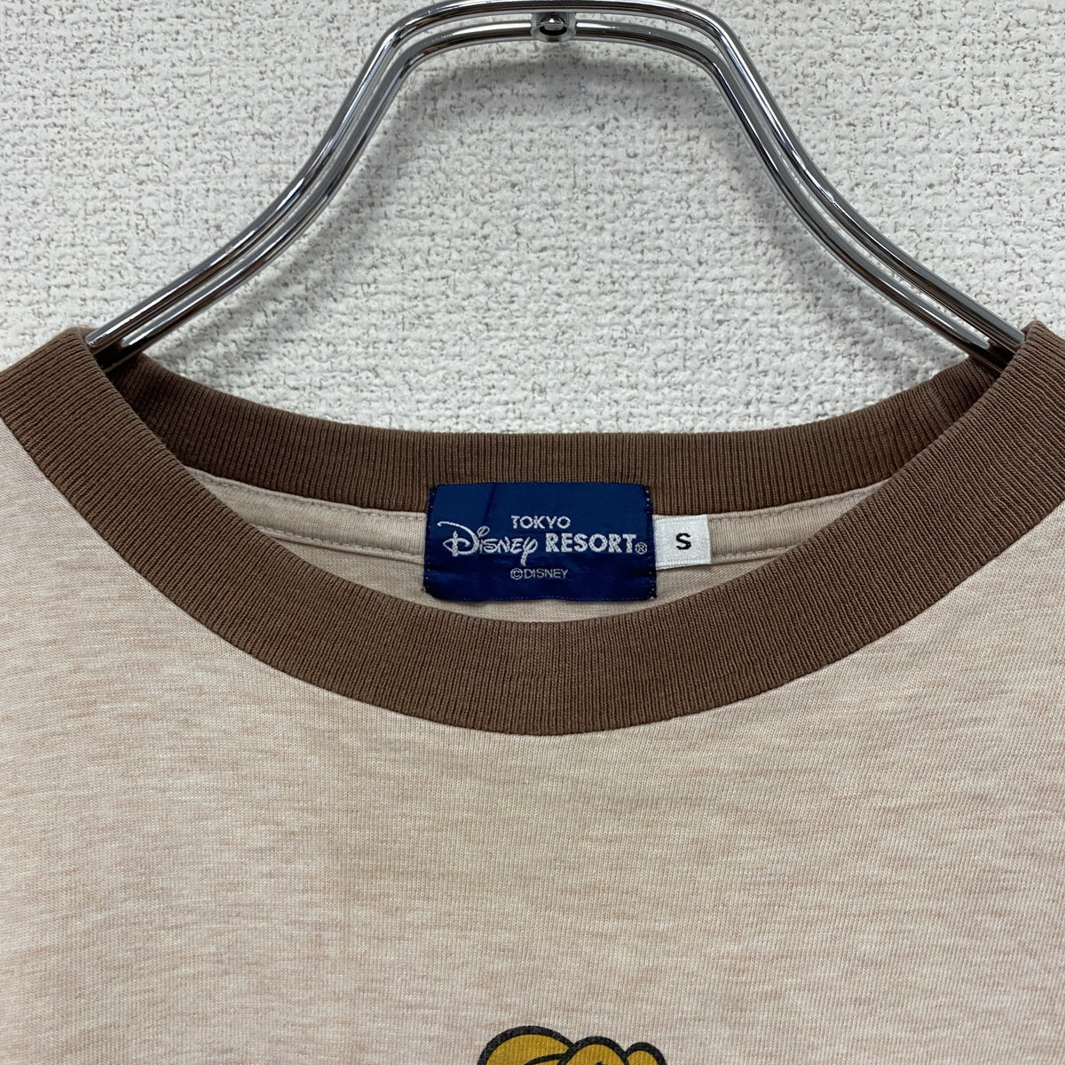 Disney　ディズニー　プルート　半袖プリントTシャツ　リンガーT　茶色　ブラウン　Sサイズ　古着