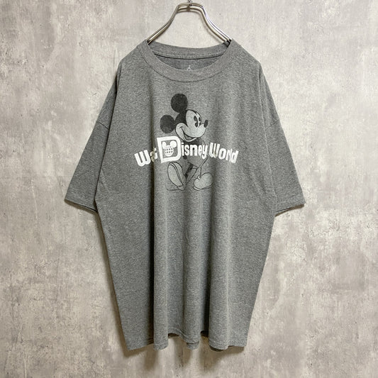 古着 used　Disney　ディズニー　Mickey mouse　ミッキーマウス　半袖プリントTシャツ　グレー　オーバーサイズ