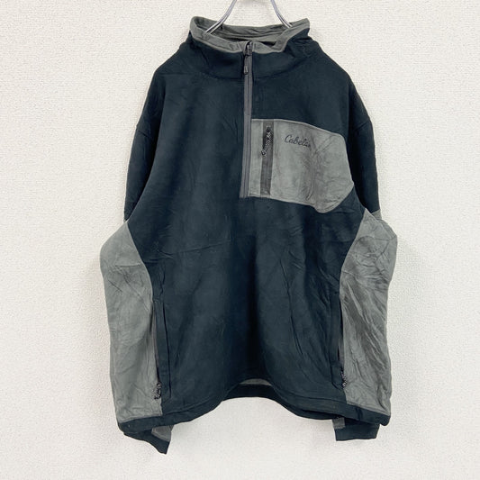 Cabela's　カベラス　フリースプルオーバー　フリースジャケット　ハーフジップ　黒　ブラック　XXXLサイズ