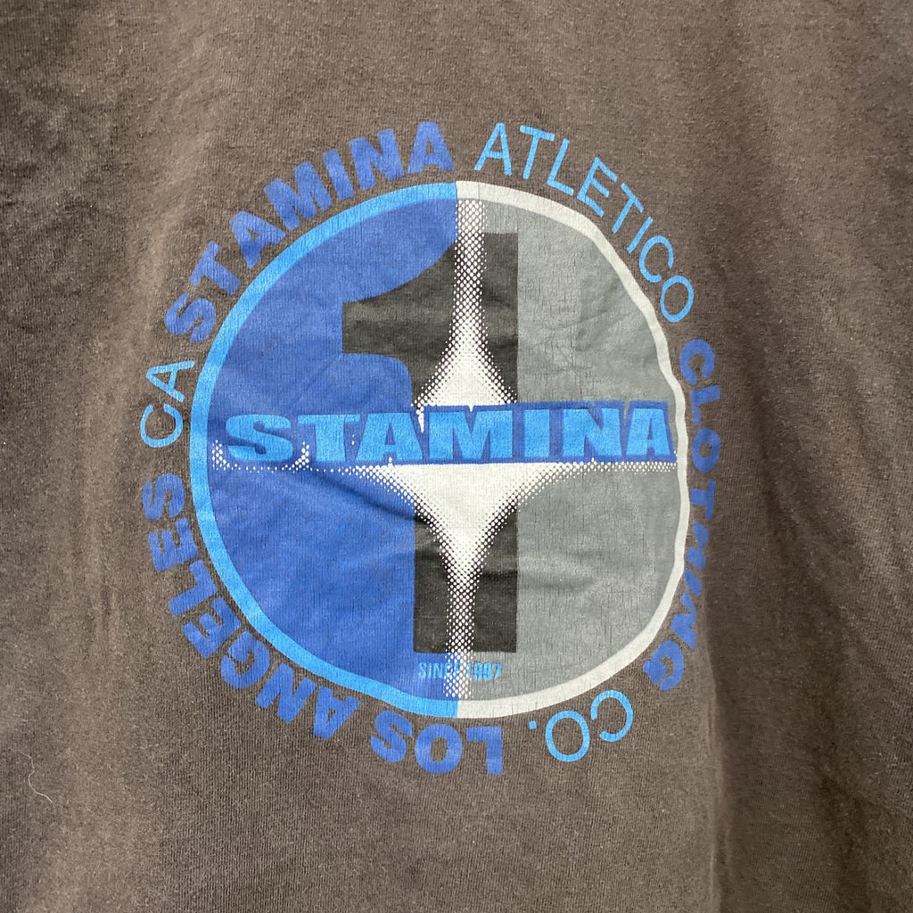 STAMINA　半袖プリントTシャツ　茶色　ブラウン　Sサイズ　古着