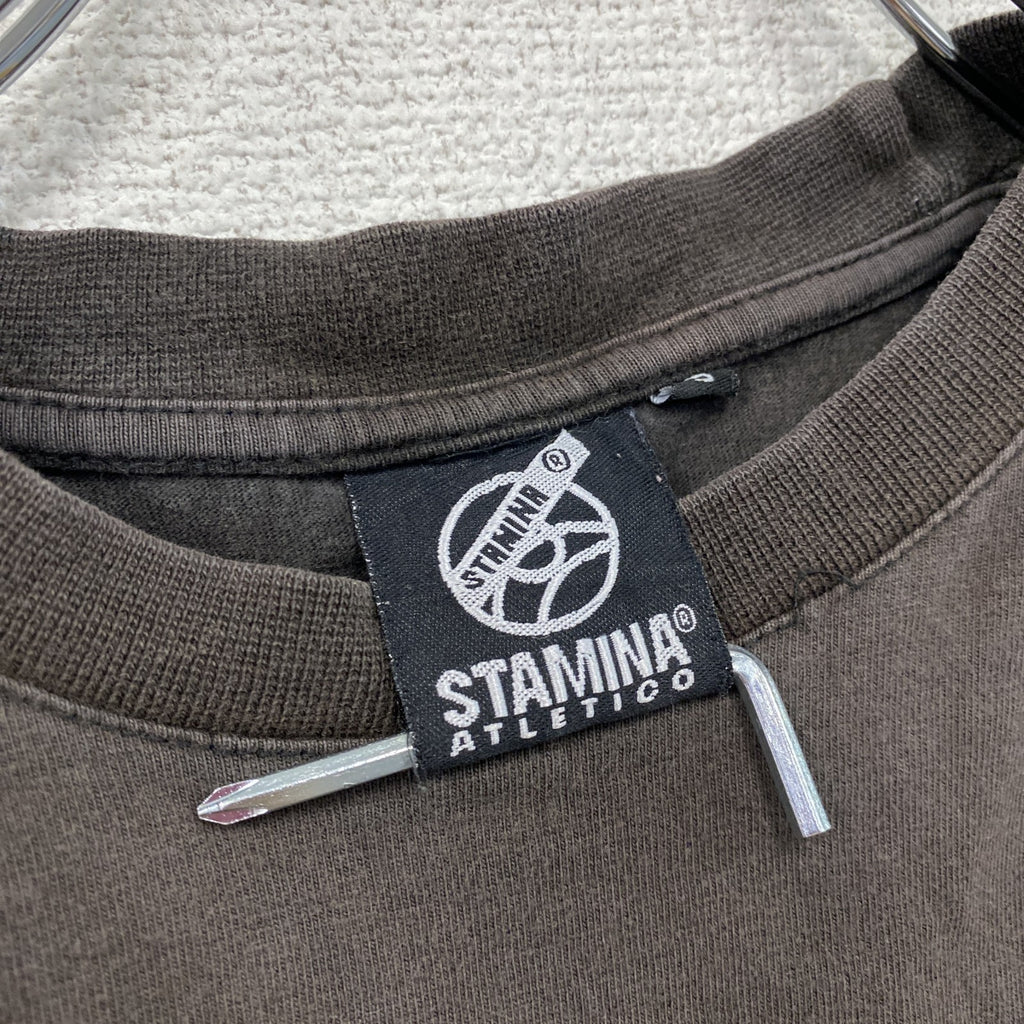 STAMINA　半袖プリントTシャツ　茶色　ブラウン　Sサイズ　古着