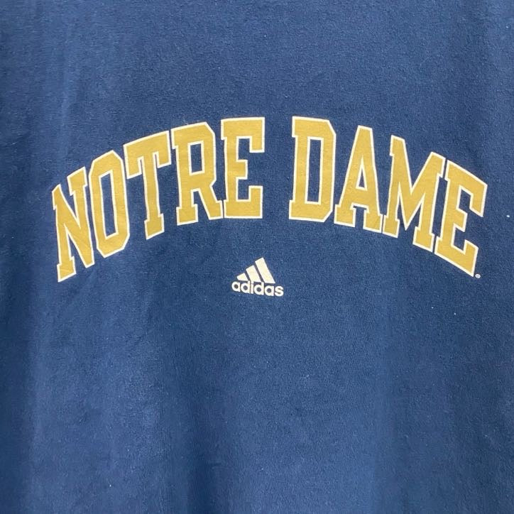 adidas　アディダス　半袖プリントTシャツ　カレッジ　紺　ネイビー　2XLサイズ　古着