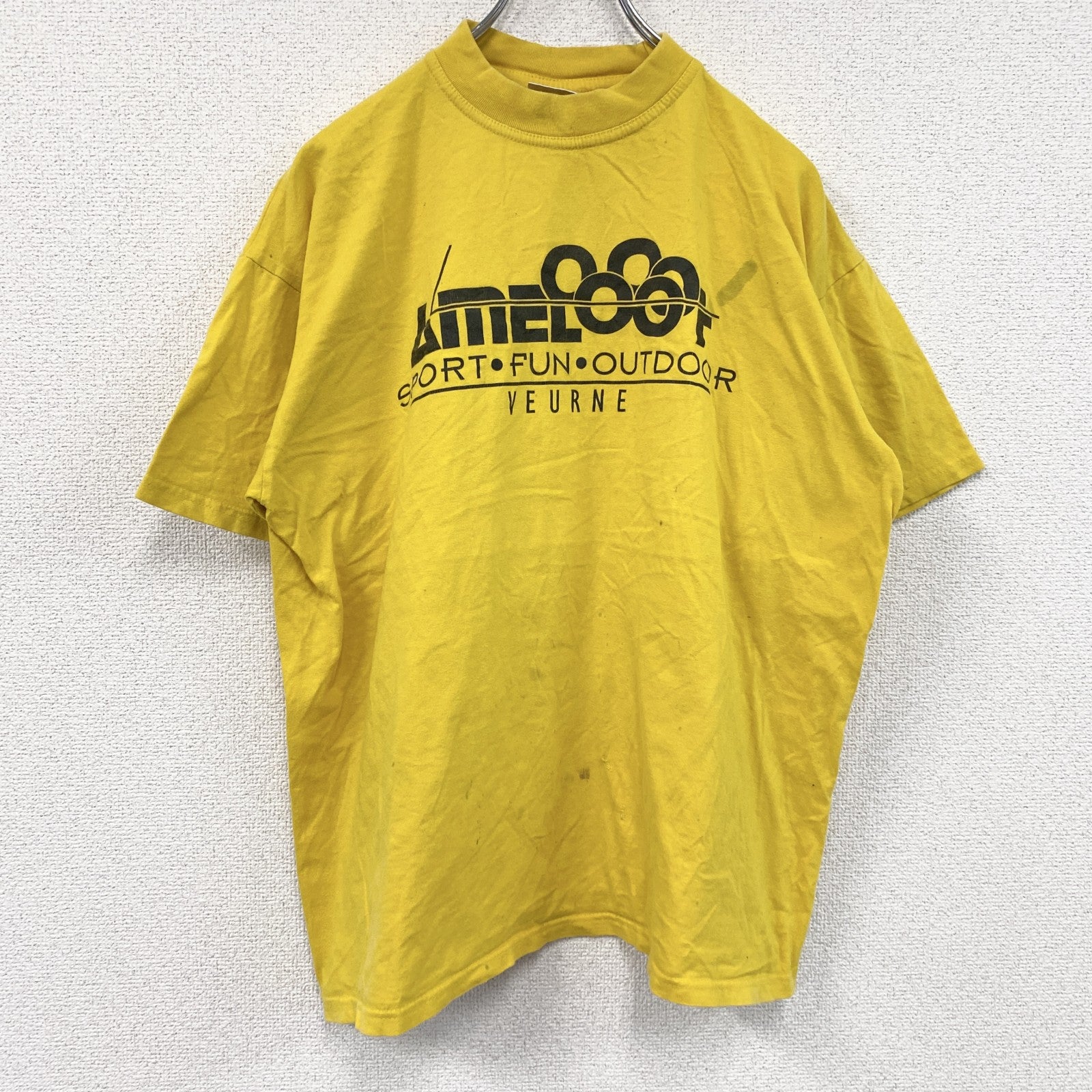 半袖プリントTシャツ　両面プリント　黄色　イエロー　古着