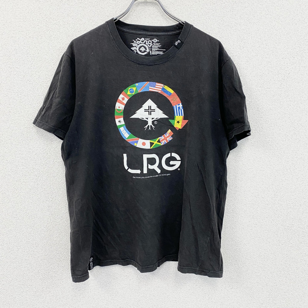 LRG　エルアールジー　半袖プリントTシャツ　国旗　星条旗　黒　ブラック　Mサイズ　古着