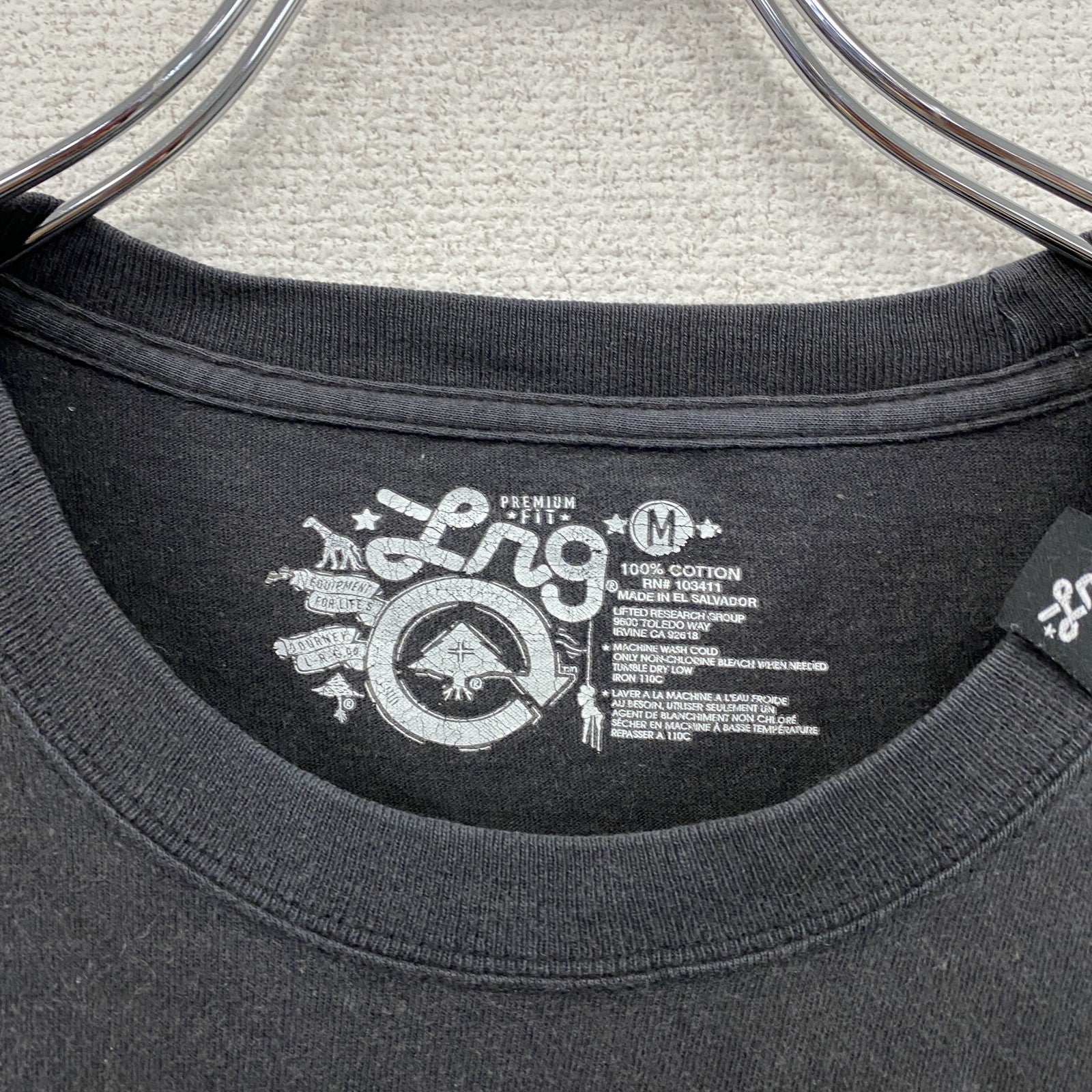 LRG　エルアールジー　半袖プリントTシャツ　国旗　星条旗　黒　ブラック　Mサイズ　古着