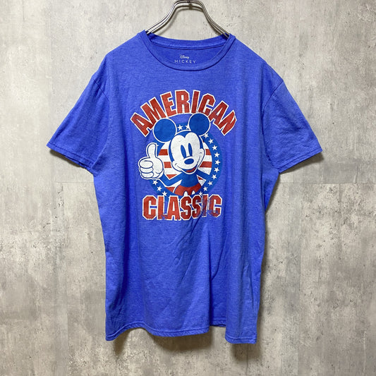 古着 used　Disney　ディズニー　半袖プリントTシャツ　青　Mickey　ミッキーマウス　アメリカンクラシック