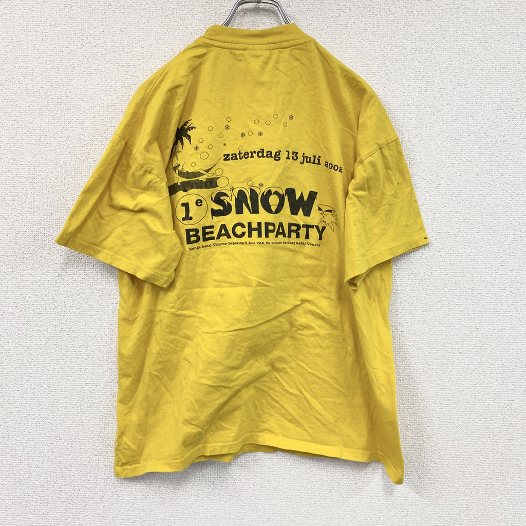 半袖プリントTシャツ　両面プリント　黄色　イエロー　古着