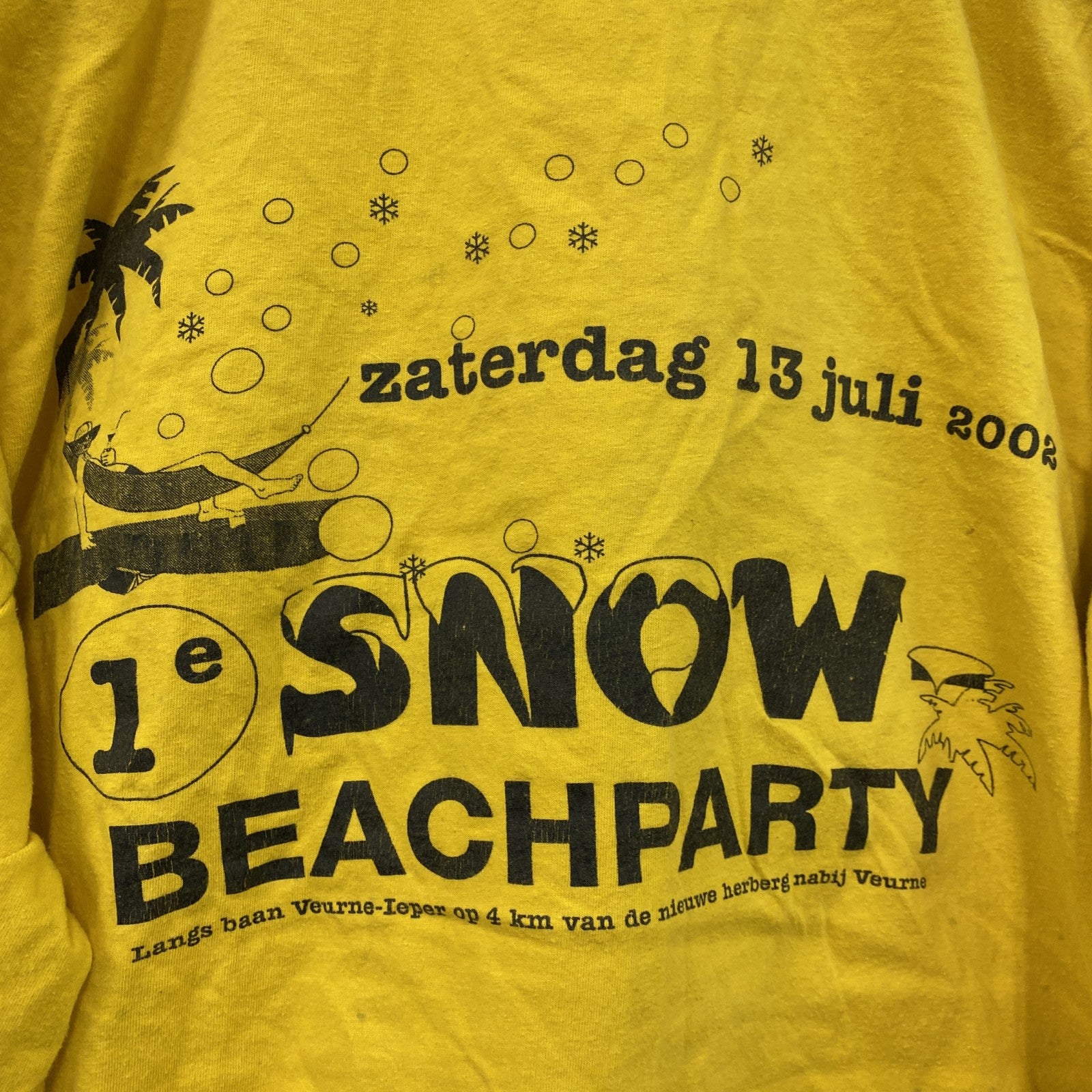 半袖プリントTシャツ　両面プリント　黄色　イエロー　古着