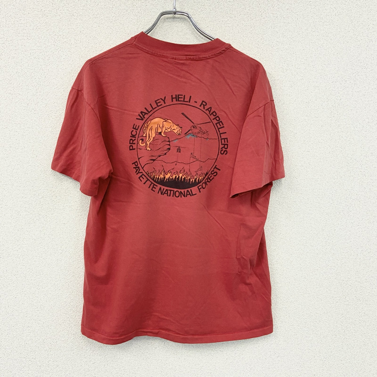 Hanes　ヘインズ　半袖プリントTシャツ　シングルステッチ　赤　レッド　Lサイズ カットソー メンズ コットン 古着