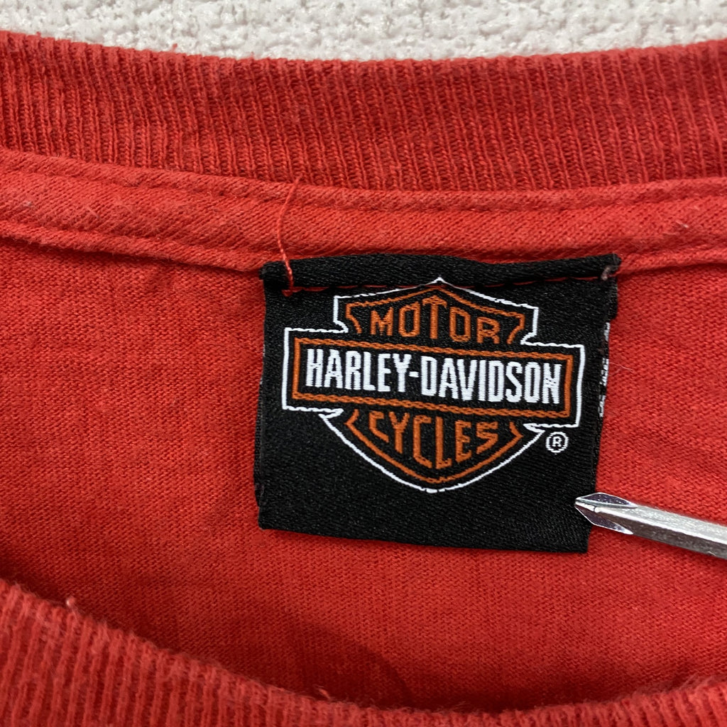 HARLEY DAVIDSON　ハーレーダビッドソン　半袖プリントTシャツ　赤　レッド　XLサイズ　古着