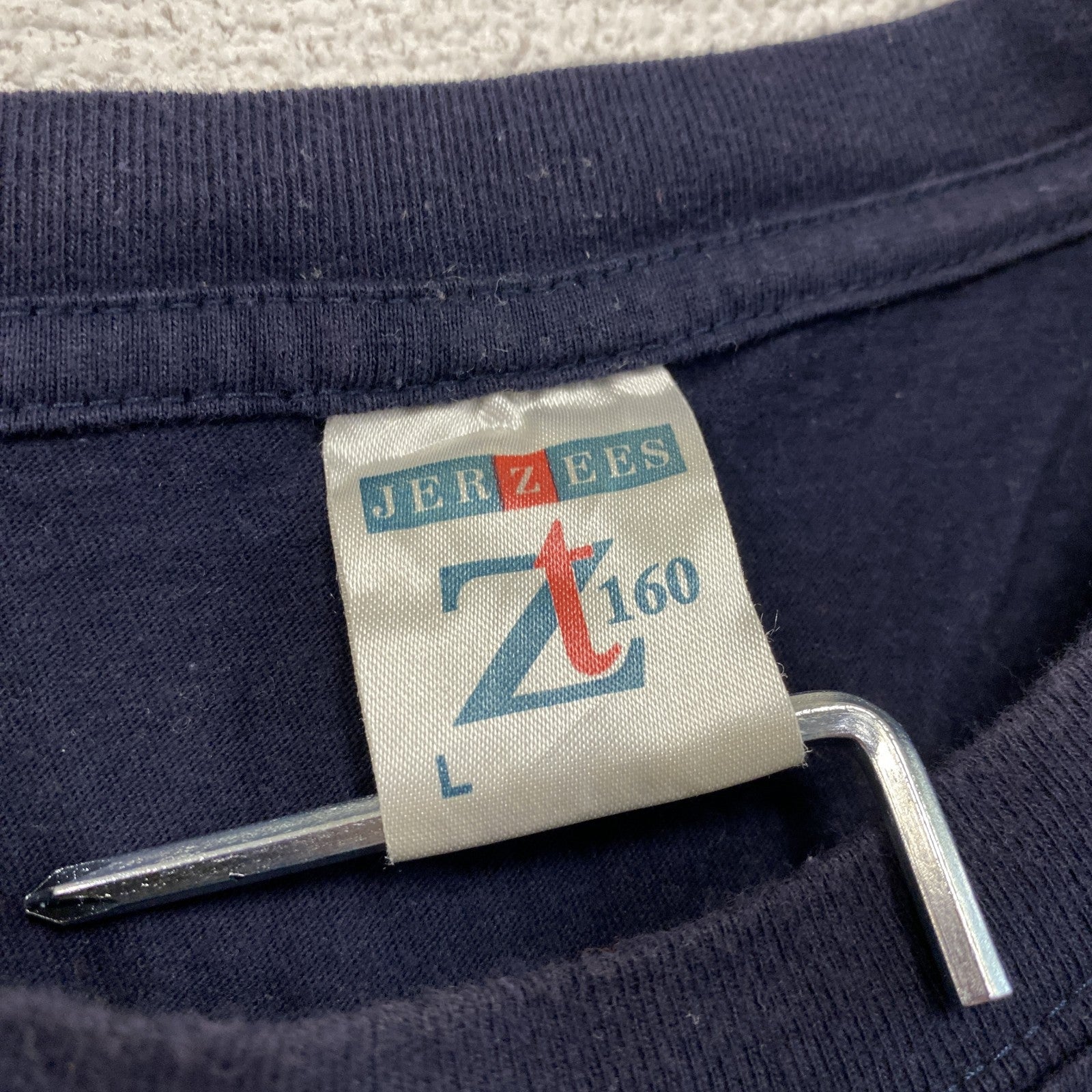 00s　JERZEES　ジャージーズ　半袖プリントTシャツ　ヴィンテージ　紺　ネイビー　Lサイズ　古着