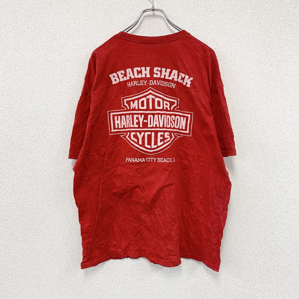 HARLEY DAVIDSON　ハーレーダビッドソン　半袖プリントTシャツ　赤　レッド　XLサイズ　古着