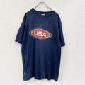 90s～　NIKE　ナイキ　半袖プリントTシャツ　ヴィンテージ　スウッシュ　紺　ネイビー　Lサイズ 　古着