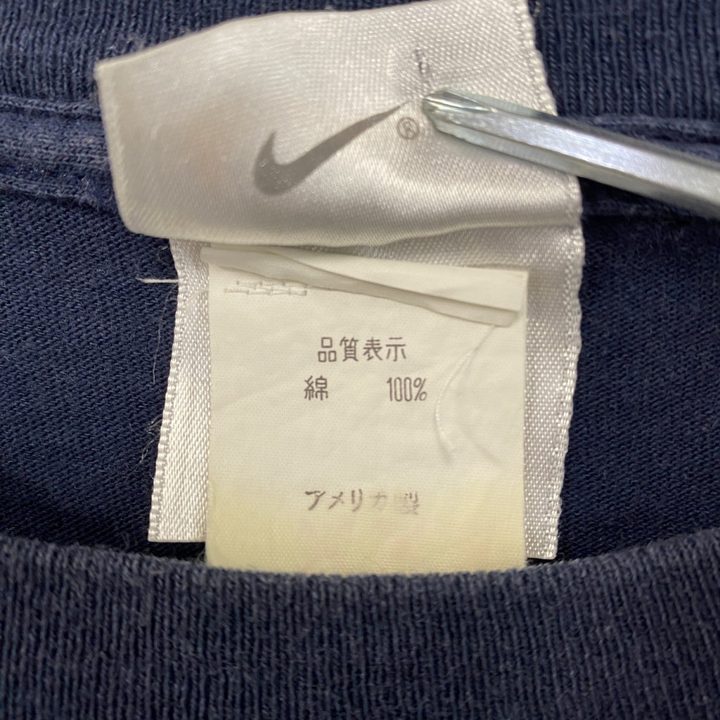 90s～　NIKE　ナイキ　半袖プリントTシャツ　ヴィンテージ　スウッシュ　紺　ネイビー　Lサイズ 　古着