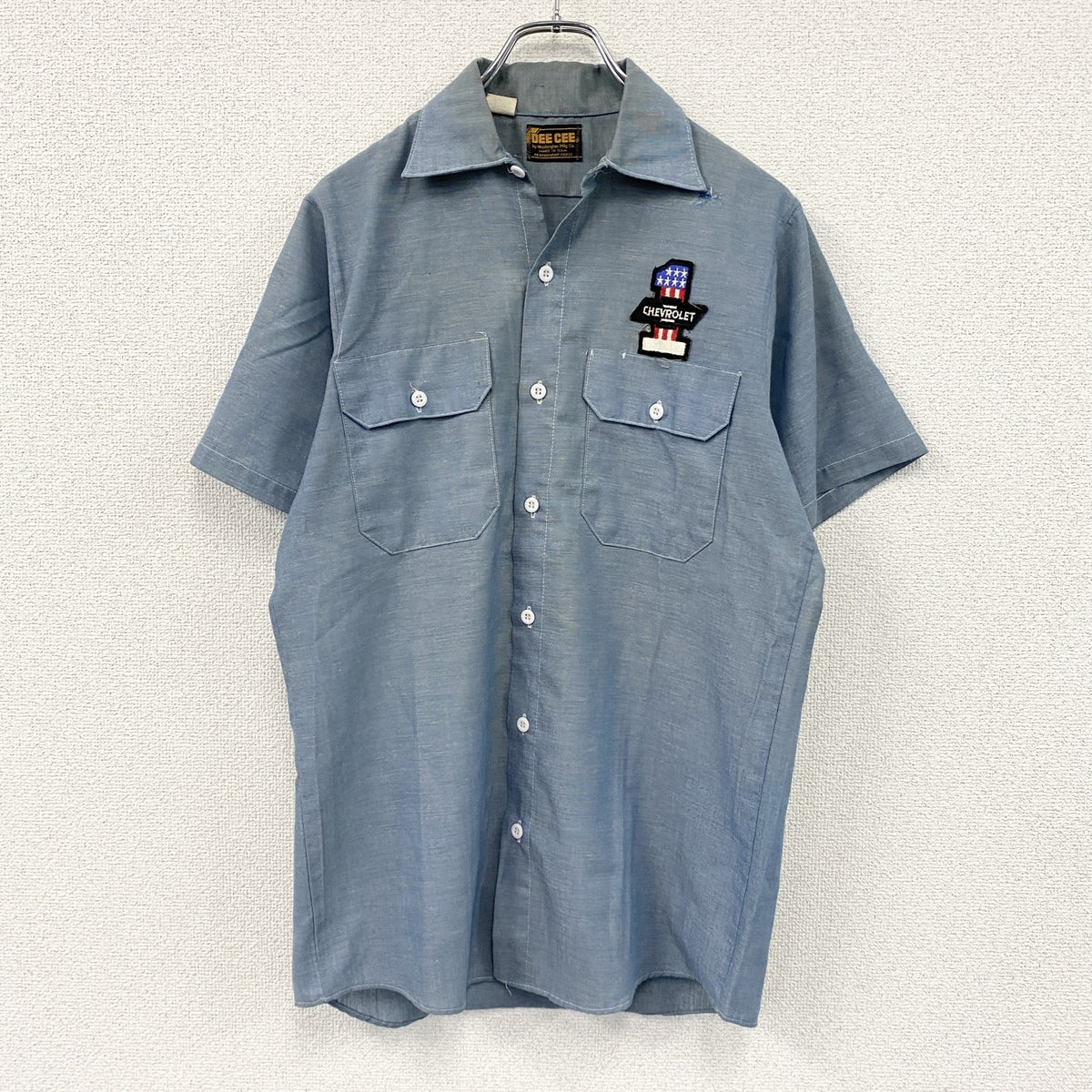 ～80s　DEE CEE　ディーシー　半袖シャンブレーシャツ　ワークシャツ　ヴィンテージ　青　ブルー　古着