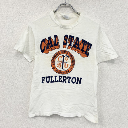 ～90s　Hanes　ヘインズ　半袖プリントTシャツ　カレッジロゴ　シングルステッチ　白　ホワイト　Mサイズ