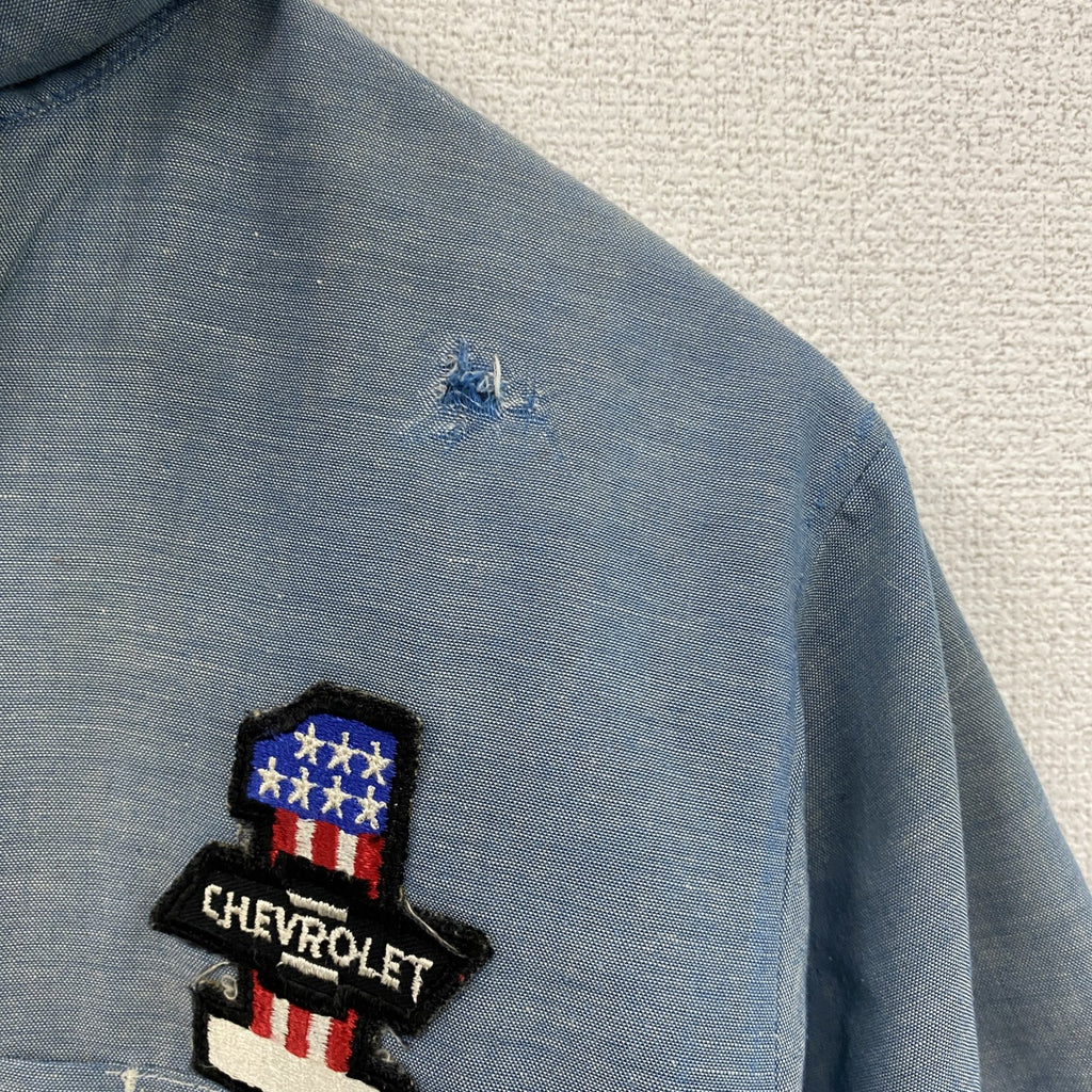 ～80s　DEE CEE　ディーシー　半袖シャンブレーシャツ　ワークシャツ　ヴィンテージ　青　ブルー　古着