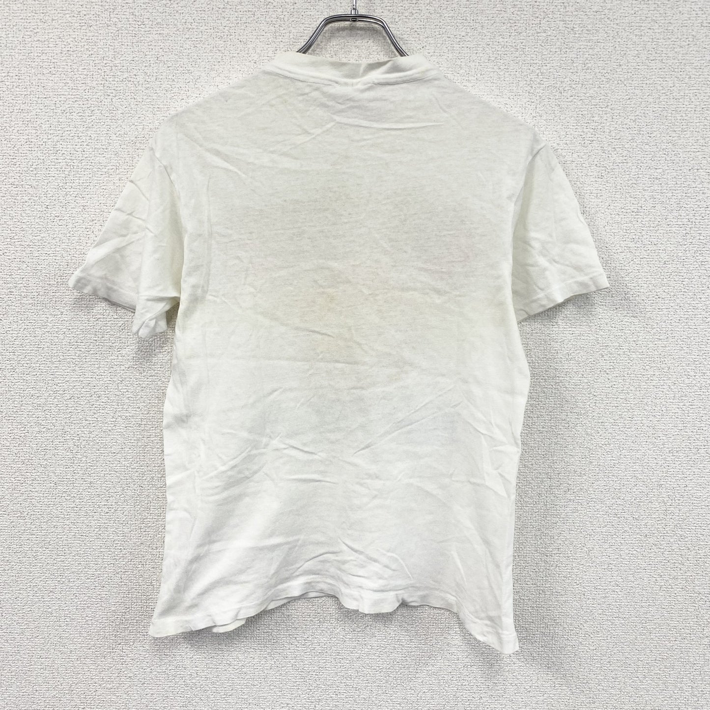 ～90s　Hanes　ヘインズ　半袖プリントTシャツ　カレッジロゴ　シングルステッチ　白　ホワイト　Mサイズ