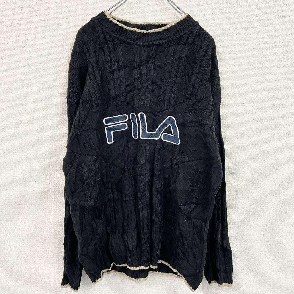 FILA　フィラ　ニットセーター　黒　ブラック　XXLサイズ　古着