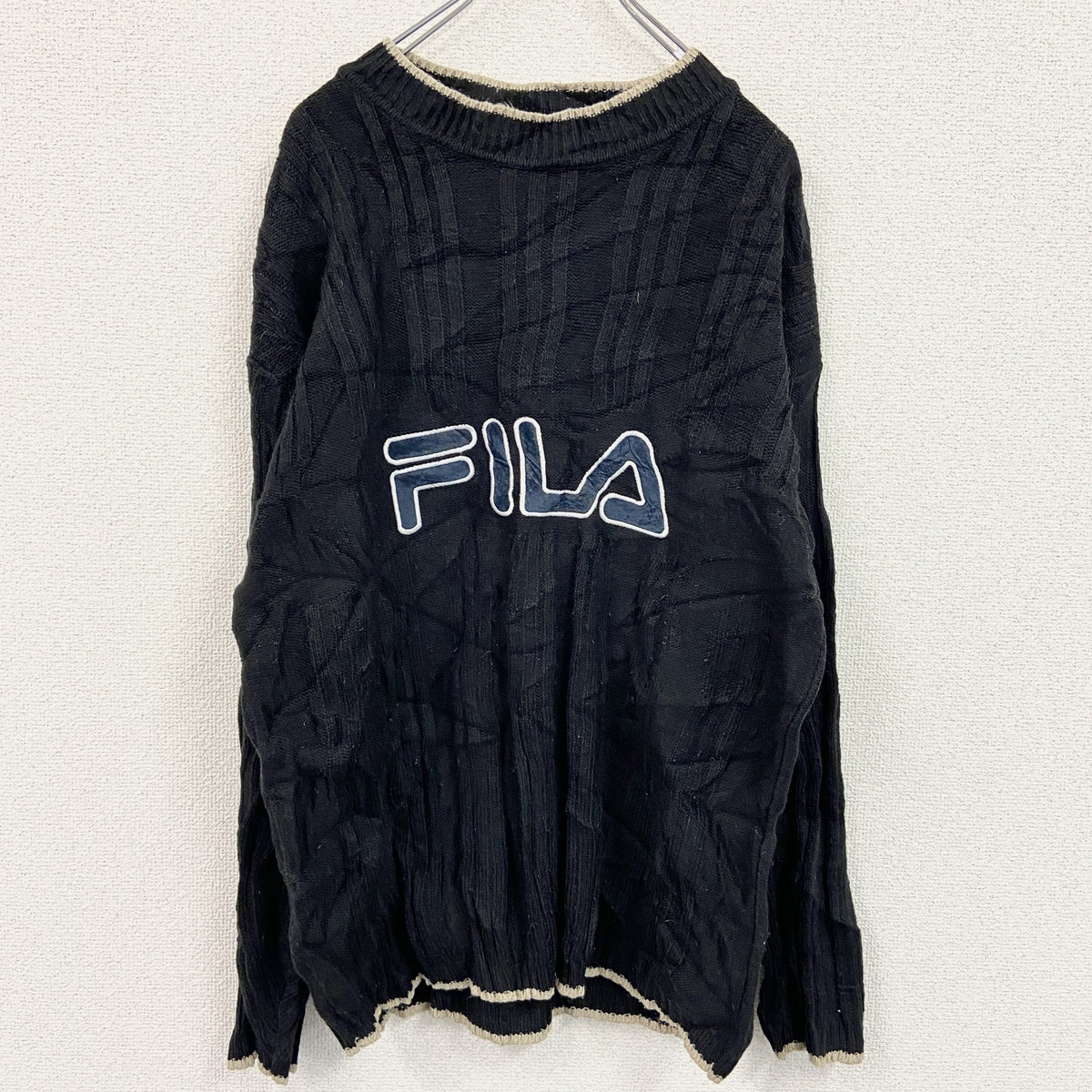 FILA　フィラ　ニットセーター　黒　ブラック　XXLサイズ　古着