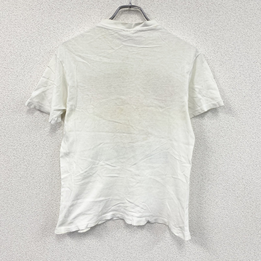 ～90s　Hanes　ヘインズ　半袖プリントTシャツ　カレッジロゴ　シングルステッチ　白　ホワイト　Mサイズ　　ヴィンテージ　古着