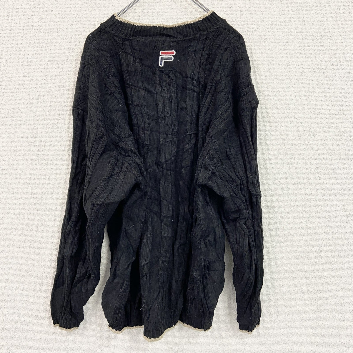 FILA　フィラ　ニットセーター　黒　ブラック　XXLサイズ　古着