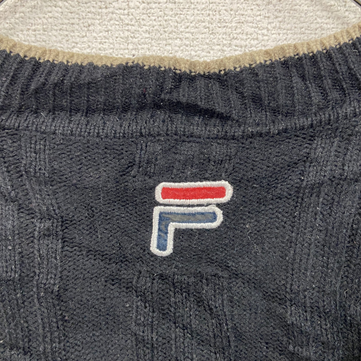 FILA　フィラ　ニットセーター　黒　ブラック　XXLサイズ　古着