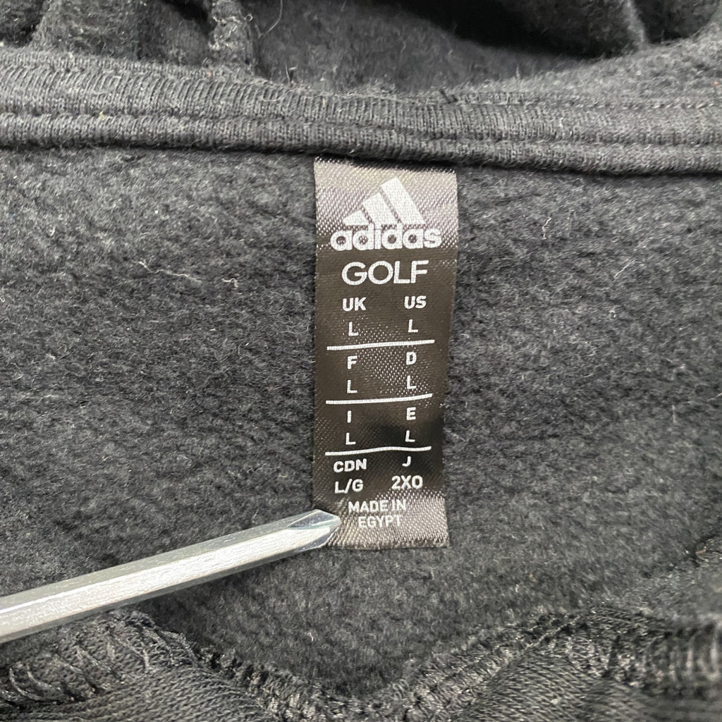 adidas　アディダス　スウェットパーカー/フーディー　パフォーマンスロゴ　デカロゴ　黒　ブラック　Lサイズ　古着
