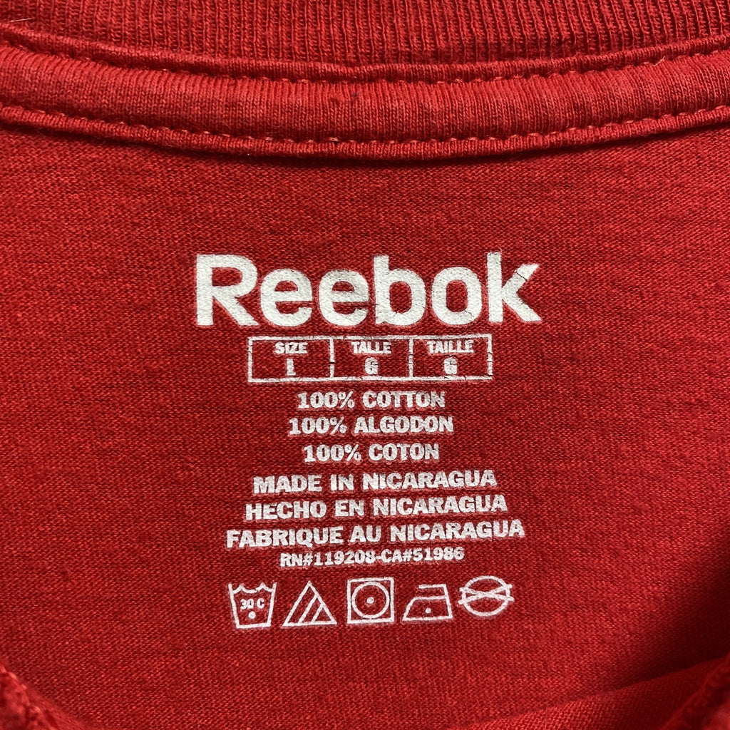 Reebok リーボック　NFL　シカゴブラックホークス　半袖プリントTシャツ　アメフト　赤　レッド　バックプリント　古着