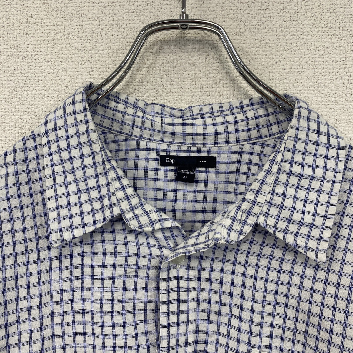 GAP　ギャップ　長袖シャツ　チェック柄　白　ホワイト　青　ブルー　XLサイズ　古着