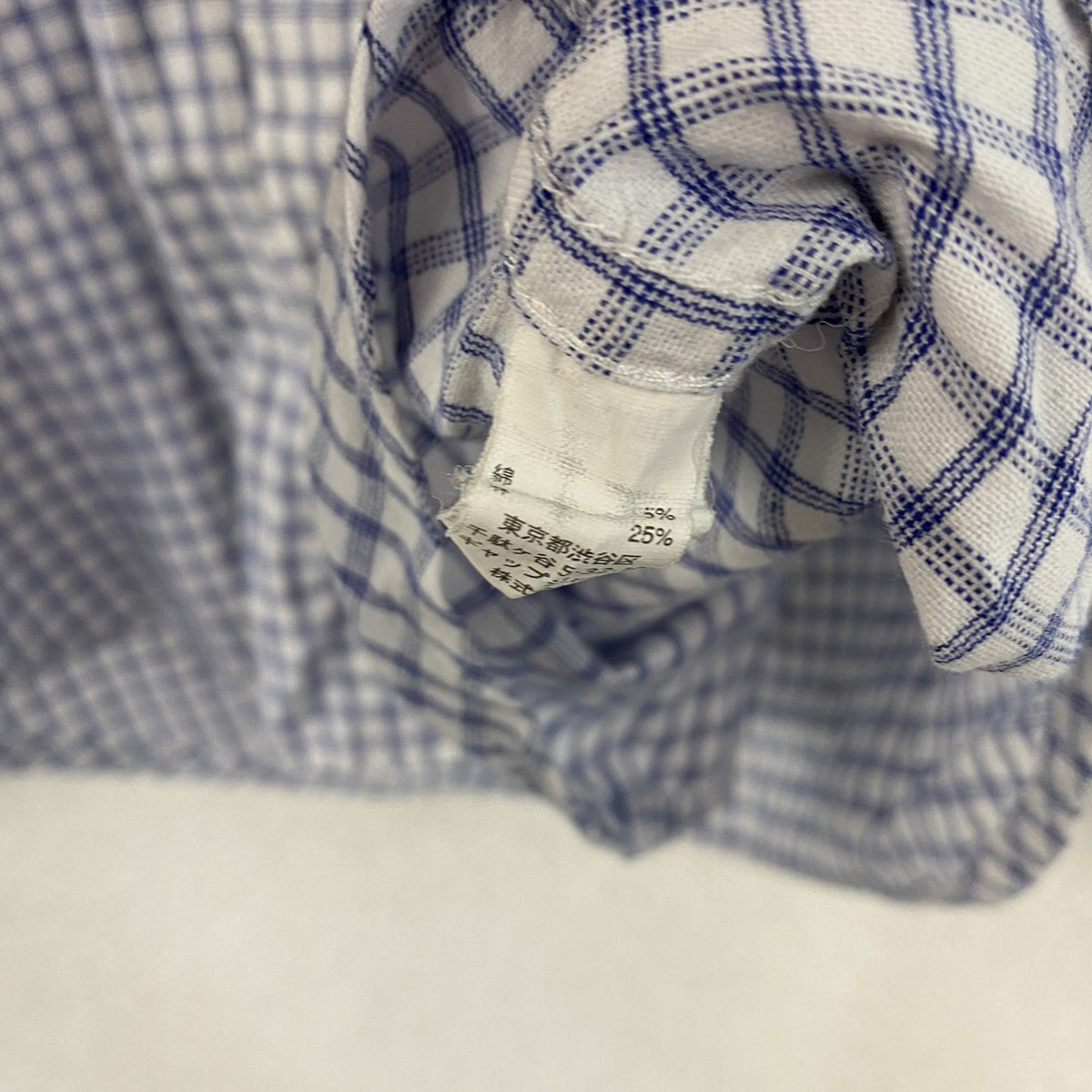 GAP　ギャップ　長袖シャツ　チェック柄　白　ホワイト　青　ブルー　XLサイズ　古着
