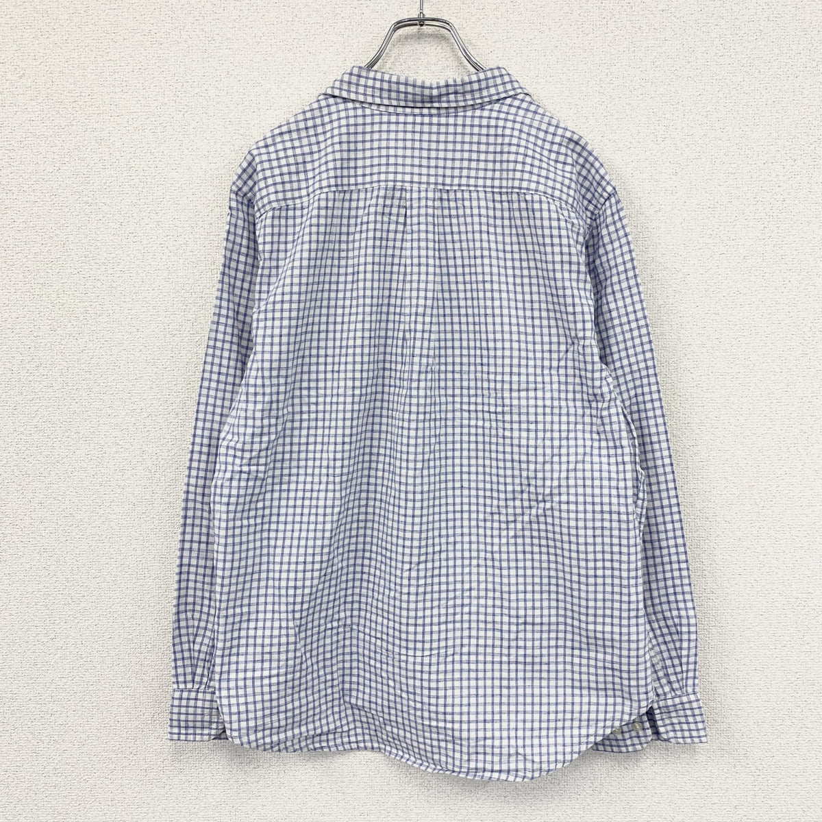 GAP　ギャップ　長袖シャツ　チェック柄　白　ホワイト　青　ブルー　XLサイズ　古着