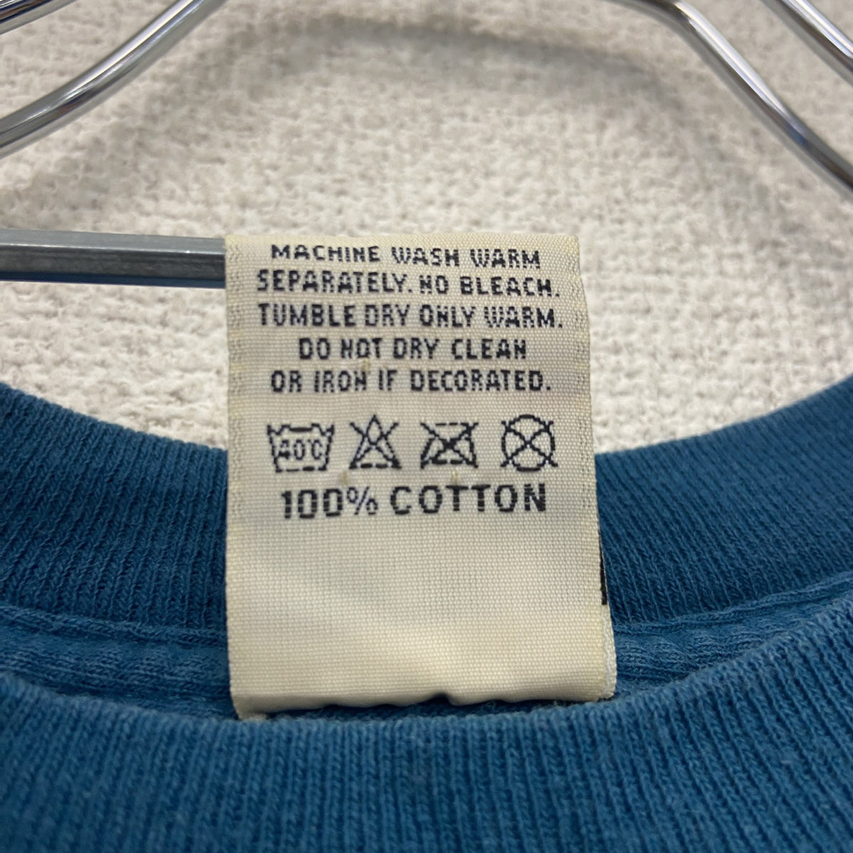 ATTITUDE　半袖プリントTシャツ　シングルステッチ　ターコイズブルー　Lサイズ　古着