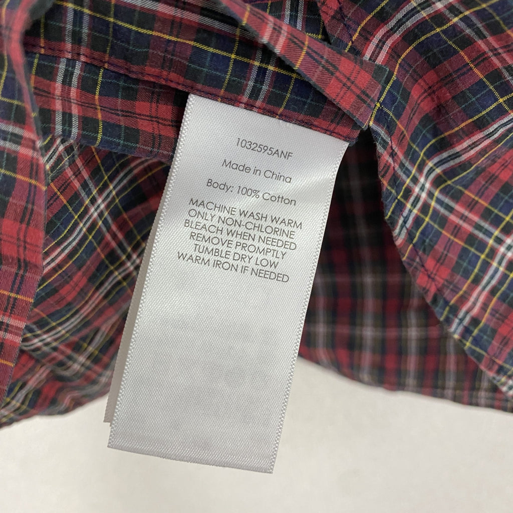 Ralph Lauren　ラルフローレン　長袖ボタンダウンシャツ　チェック柄　赤　レッド　Mサイズ メンズ コットン 古着