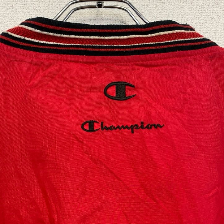 90s　champion　チャンピオン　プルオーバージャケット　刺繍ロゴ　ワッペン　ヴィンテージ　赤　レッド　Lサイズ　古着