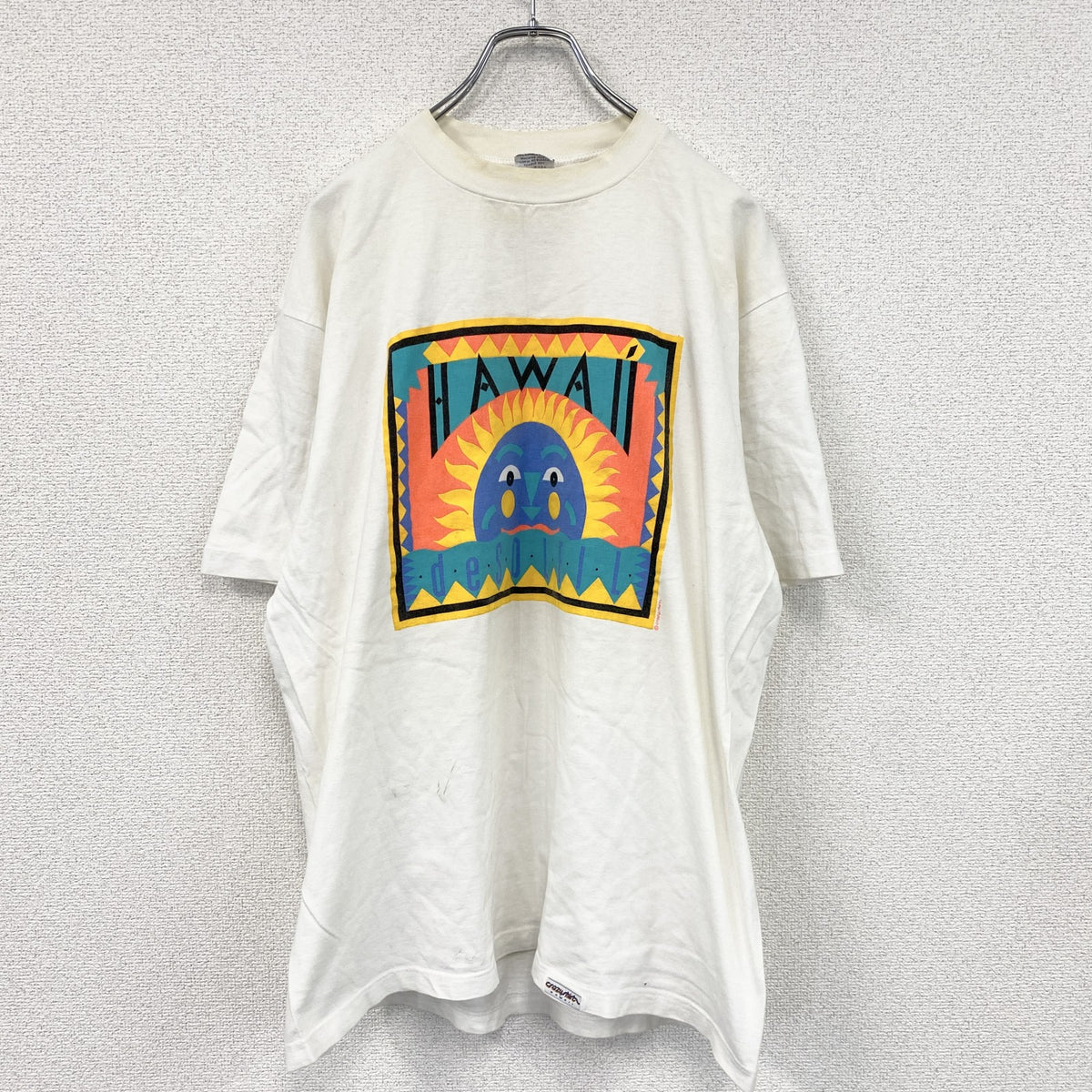 90s　Crazy Shirts　クレイジーシャツ　半袖プリントTシャツ　シングルステッチ　ヴィンテージ　白　ホワイト　Lサイズ カットソー メンズ コットン 古着