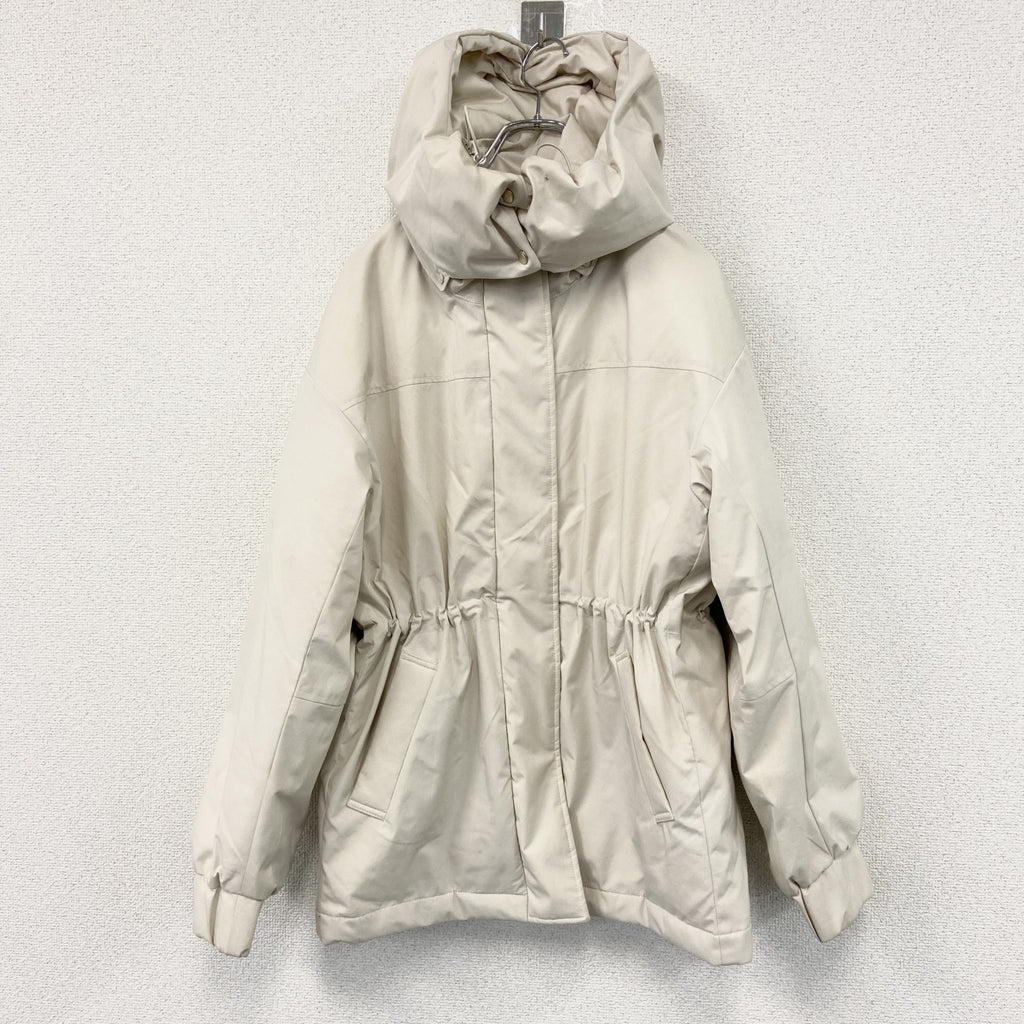 natural couture　ナチュラルクチュール　ダウンフェザージャケット　中綿入り　ハイネック　比翼仕立て　ベージュ　Fサイズ　古着