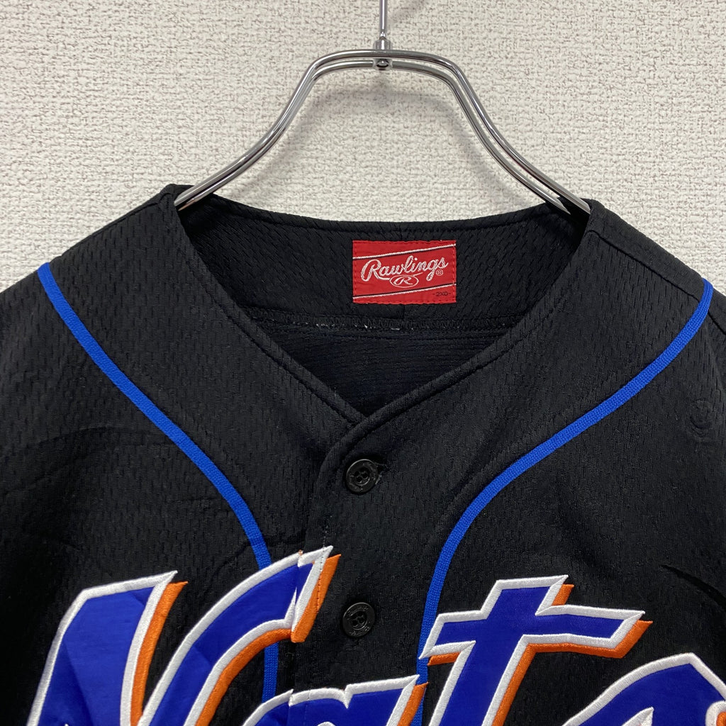 Rawlings　New York Mets　ニューヨークメッツ　MLB　ユニフォーム　半袖Tシャツ　黒　ブラック　2XOサイズ　古着