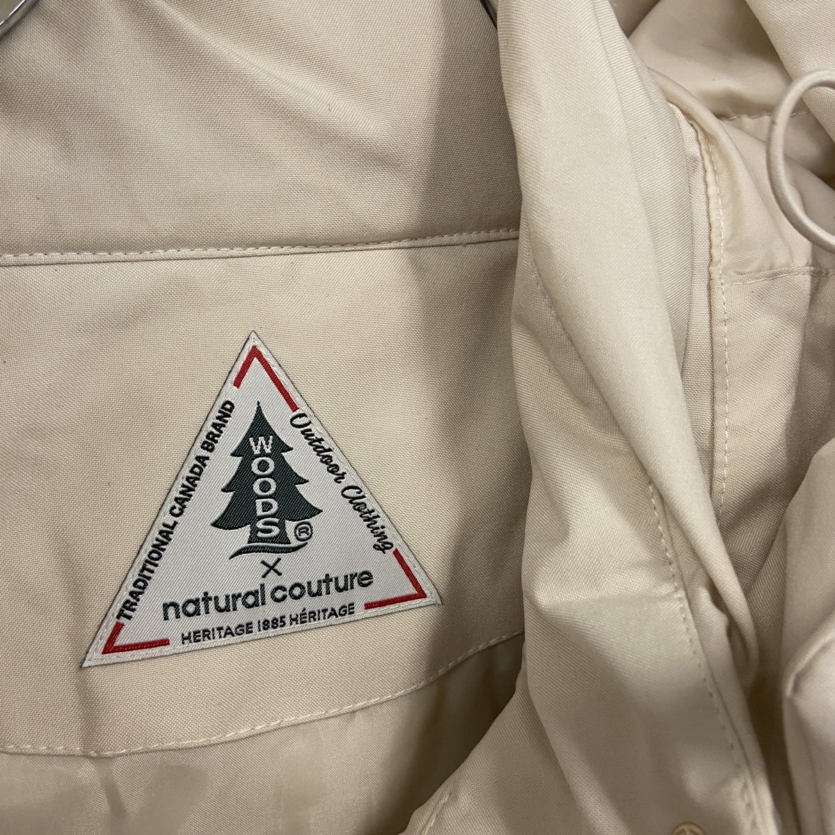 natural couture　ナチュラルクチュール　ダウンフェザージャケット　中綿入り　ハイネック　比翼仕立て　ベージュ　Fサイズ　古着