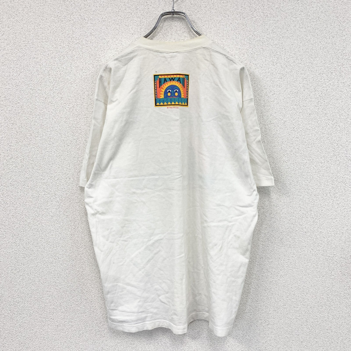 90s　Crazy Shirts　クレイジーシャツ　半袖プリントTシャツ　シングルステッチ　ヴィンテージ　白　ホワイト　Lサイズ カットソー メンズ コットン 古着