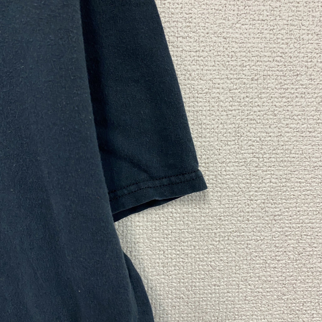GILDAN　ギルダン　Premier　プレミアオーソペディクス　半袖プリントTシャツ　企業ロゴ　紺　ネイビー　Lサイズ　古着