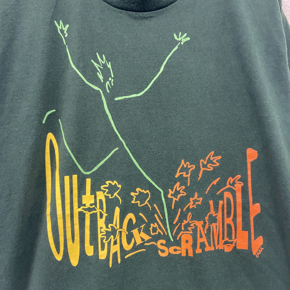 FRUIT OF THE LOOM　フルーツオブザルーム　半袖プリントTシャツ　シングルステッチ　深緑　Lサイズ カットソー メンズ コットン 古着