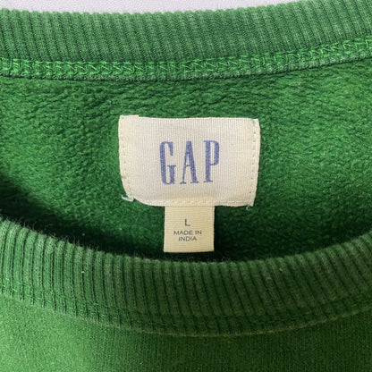 古着 used　GAP　ギャップ　長袖でかロゴプリントスウェット　トレーナー　緑　グリーン　レトロデザイン　Lサイズ