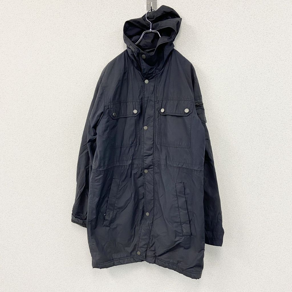 TOMMY HILFIGER　トミーヒルフィガー　フルジップナイロンジャケット　中綿入り　6つポケット　紺　ネイビー　Mサイズ　古着