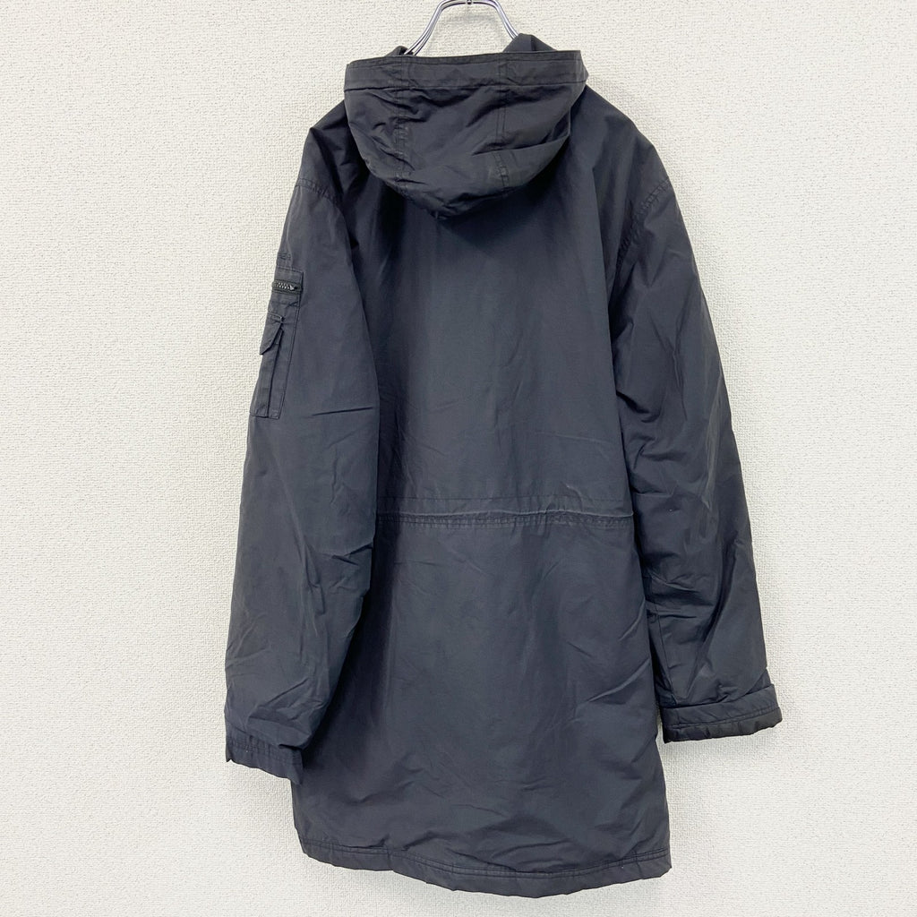 TOMMY HILFIGER　トミーヒルフィガー　フルジップナイロンジャケット　中綿入り　6つポケット　紺　ネイビー　Mサイズ　古着