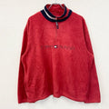 TOMMY HILFIGER　トミーヒルフィガー　ハーフジップフリースプルオーバー　赤　レッド　Lサイズ　古着